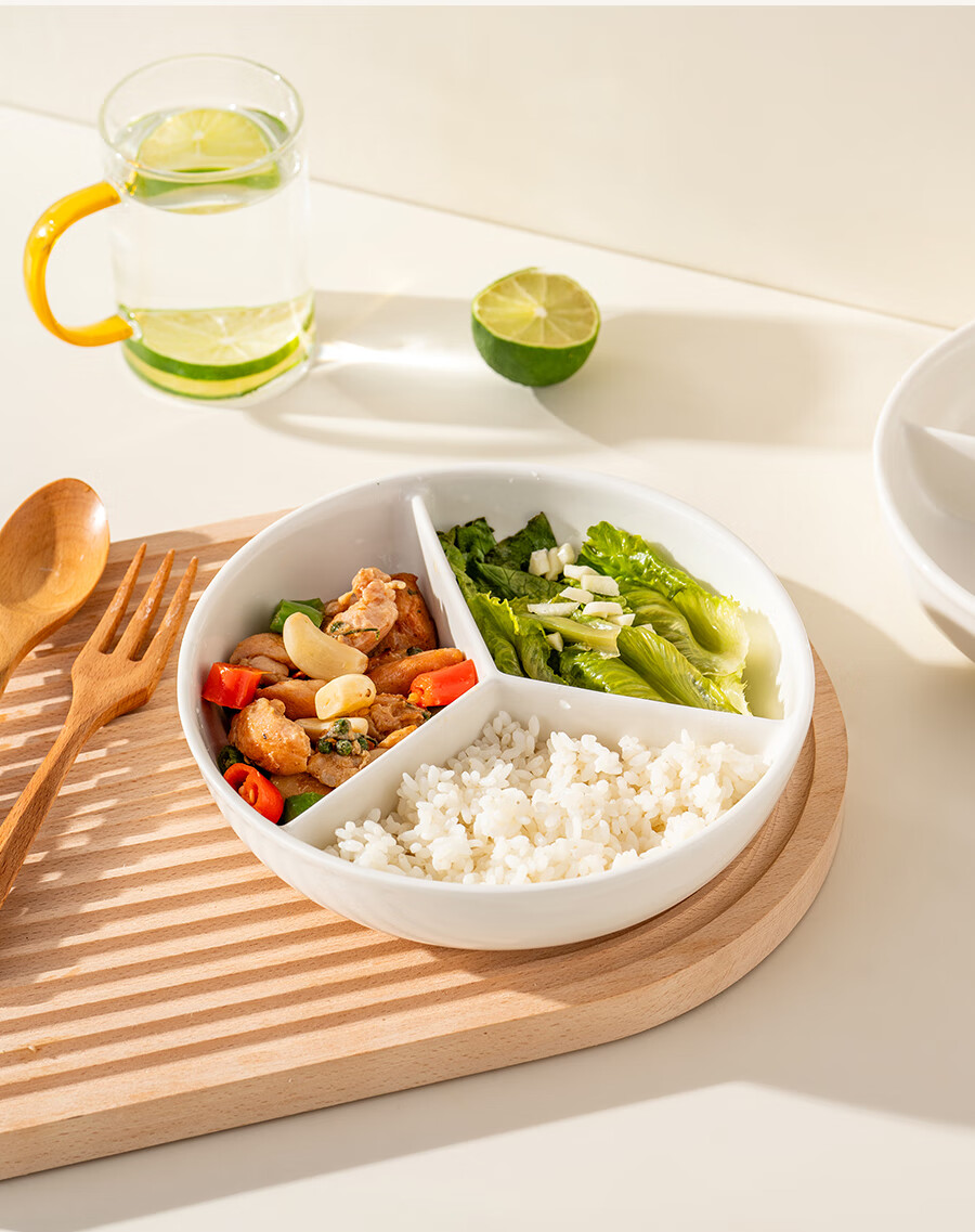 Onlycook Ceramic Divided Steaming Plate for Vegetables and Braised Meat, Household Steaming Bowl, Electric Rice Cooker Round Steaming Plate 12