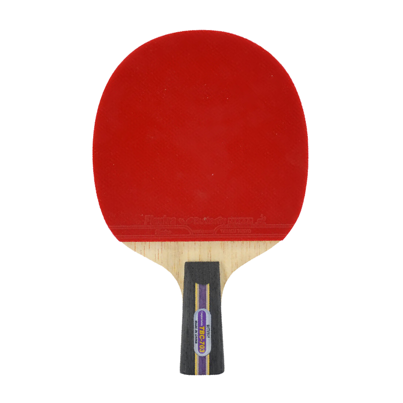 BUTTERFLY 7 Star Table Tennis Paddle [Double-Sided Reverse Rubber] with Carbon Fiber Blade, Professional Competition Level Racket 703-Flat Handle, Includes Racket Case