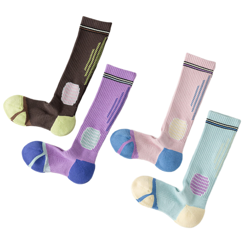 Dewick Compression Sports Calf Socks Long Tube Blue Pink for Badminton Running Cycling Jump Rope Mountaineering Fitness