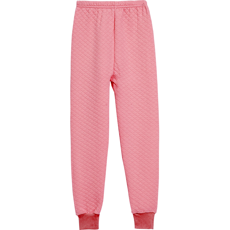 Hodohome Children's Thermal Pants for Girls, Three-Layer Padded Thick Autumn Pants, Air Layer Cotton Single Pants for Older Children, Pink 270, Size 150