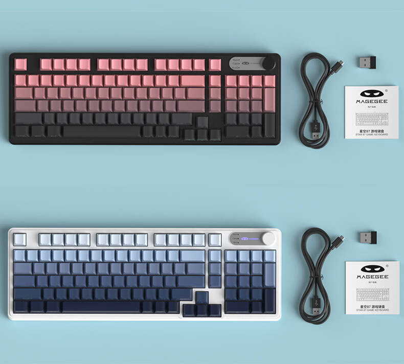 MageGee Wireless Tri-Mode Silent Computer Keyboard Business Office Gaming Membrane Keyboard Laptop Bluetooth Keyboard GK960 Red Edition Tri-Mode 6