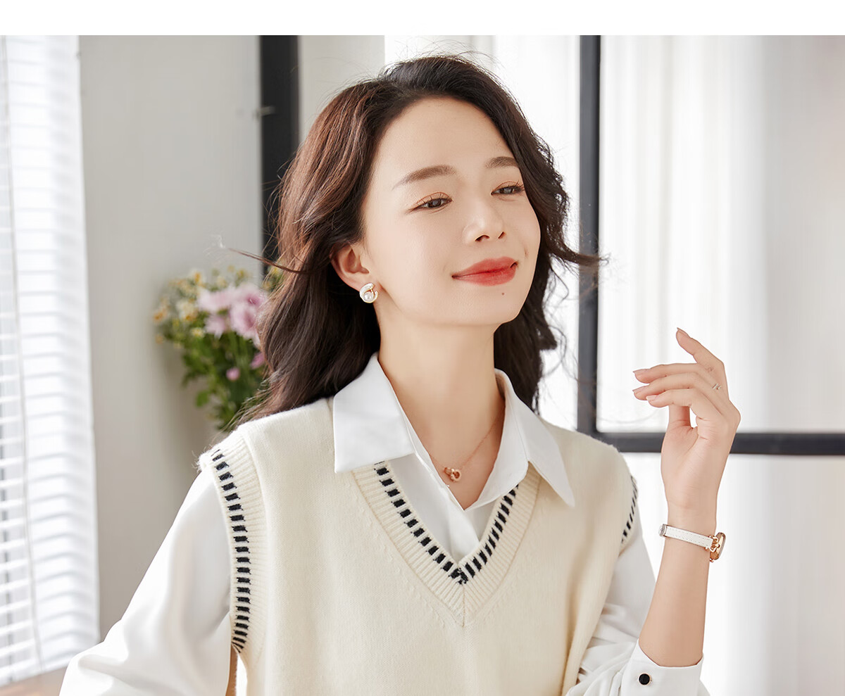 Taxiang Women's V-Neck Sleeveless Knit Vest, Fashionable Slimming Inner Layer Top T13KZ5499 11