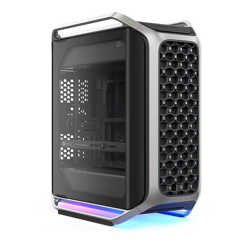 CoolerMaster COSMOS Alpha Full Tower Aluminum PC Case Curved Tempered Glass Fully Modular Design Supports 420 Water Cooling Adjustable Fan Bracket Pre-installed 3 Fans