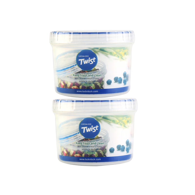 LOCK&LOCK Sealed Plastic Food Storage Containers, Milk Powder Jars, Tea Canisters, Storage Jars, Refrigerator Organizer Containers, 360ml*2