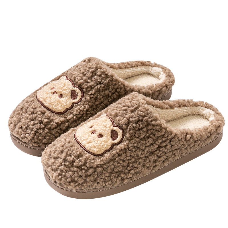 Runrou Women's Cotton Slippers Autumn Winter Warm Fleece Cute Indoor Home Couple Men's Antibacterial Deodorant
