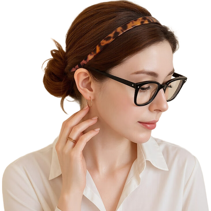 Agidou Women's Glasses Headband New Luxury Thin Headband Exquisite Versatile Danish Acetate Headband Black