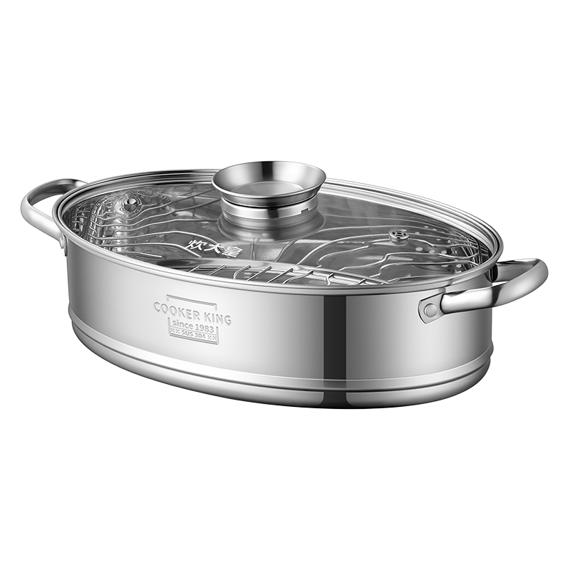 Chuida Huang Steaming Fish Pot Household Artifact 304 Stainless Steel Steamer Large Capacity Oval Fish Steamer 6.5L