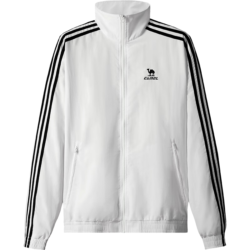 CAMEL Campus Windbreaker Sports Casual Stand Collar Spring Autumn Jacket Unisex C35CABLH040A White L
