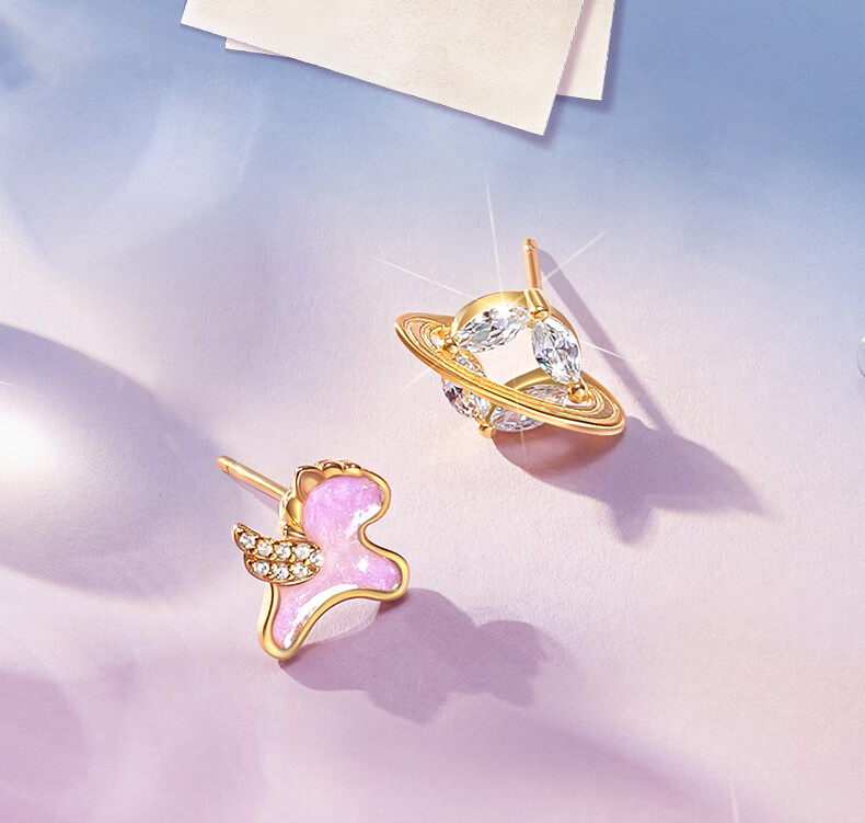 CHOW TAI SENG Dreamy Star Zodiac Horse Stud Earrings Delicate Small Sterling Silver Earrings Birthday Gift for Women 2