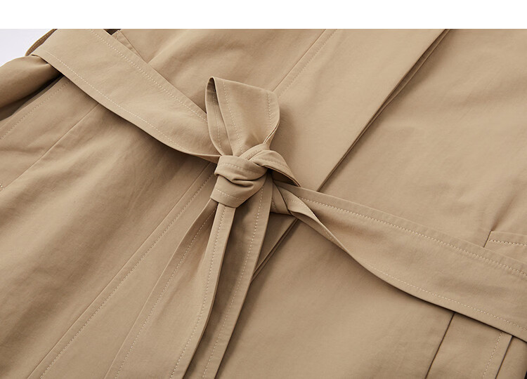 Dme [City Light Travel] Spring Healing Buff Stand Collar Cotton-Nylon Twill Long Loose Women's Trench Coat 15