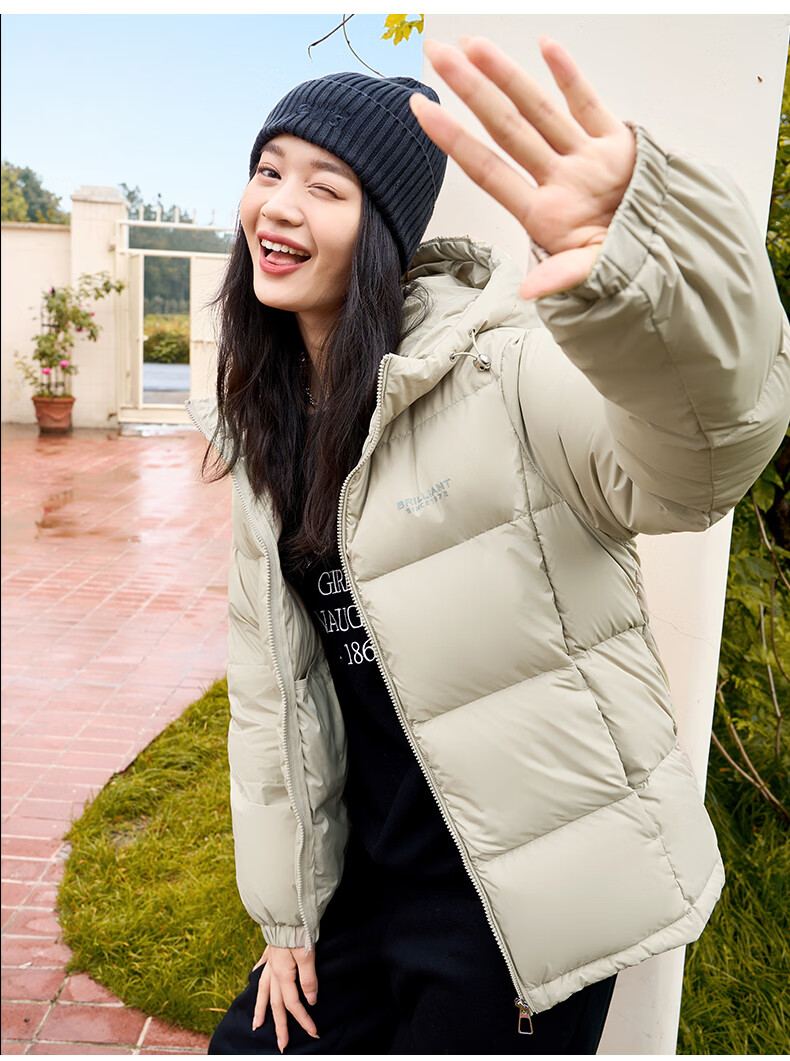 Yalu Women's Short Waterproof and Stain-Resistant Down Jacket 2025 Winter New Hooded Thermal Warm Puffer Coat JD Self-operated 5