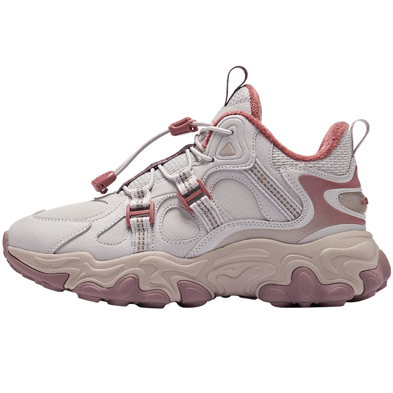 ERKE Kids Casual Shoes Boys and Girls Warm Cushioned Cotton Shoes Smoked Gray/Red Brown Size 33