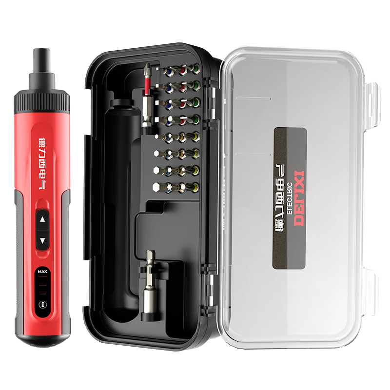 Delixi Electric Cordless Screwdriver 4V High Torque Household Electric Screwdriver with 25 Bits Set