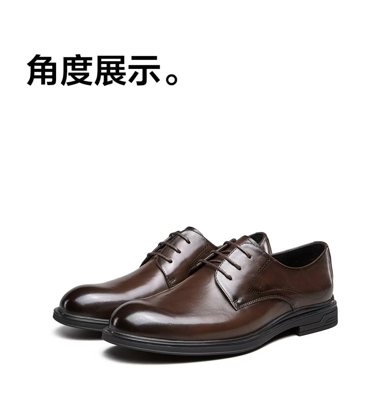 Eierkang Men's Spring and Autumn Genuine Leather Business Formal Shoes British Style Commuter Wedding Shoes 61303W Black Size 41 6