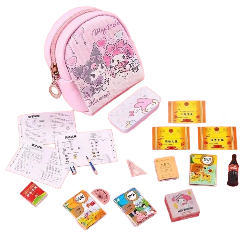 Murcia Kuromi Mini Backpack Kids Pretend Play Toy for Girls and Boys Ages 6-10 Blind Box Miniature Food Play