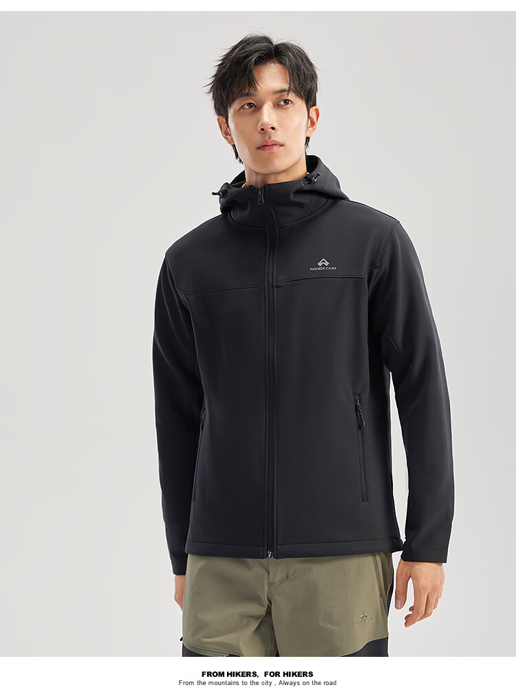 Toread Men's Softshell Jacket Outdoor Autumn Winter Fleece Lined Warm Windproof Hiking Mountaineering Hooded Sports Durable Coat 1