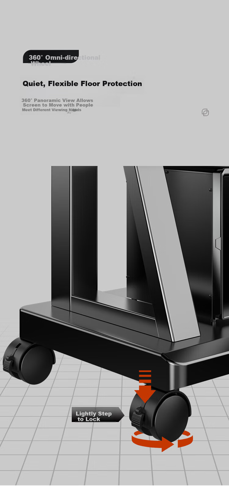 Xizhou Night Rain Mobile Art TV Stand [32-75 Inch] Floor Cart Universal TV Mount for Hisense Huawei Skyworth, Premium Stainless Steel Double-Layer Shelf 9