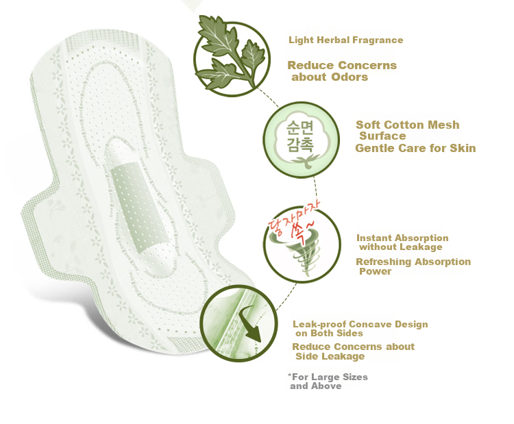 Guiailang LG Herbal Mugwort Cotton Soft Sanitary Napkins, 250mm, 72 Pieces, Sold by JD, Imported from South Korea (Formerly Guiai Nian) 6