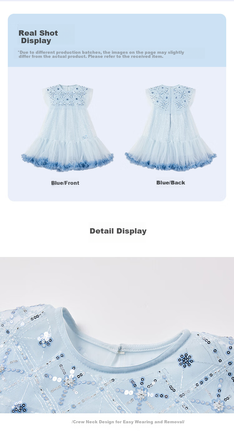 Disney Elsa Princess Dress, Girls' Summer Dress, New Style for 2026, Children's Clothing 3