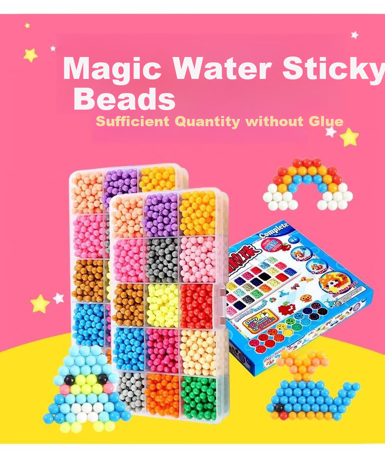 Lankupa Water Mist Magic Beads, 16 Colors, Children's DIY Craft Kit, Toy for Girls Aged 3-6, Kindergarten National Day Gift 12