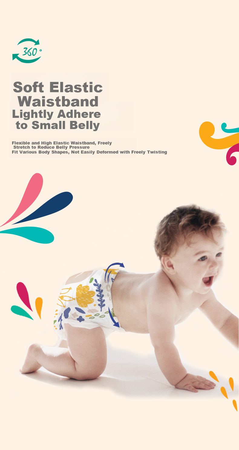 Bibabaobei Jungle Fantasy Diapers, NB Size, 60 Pieces (≤5kg), Ultra-Thin Breathable Diapers for Newborns 8