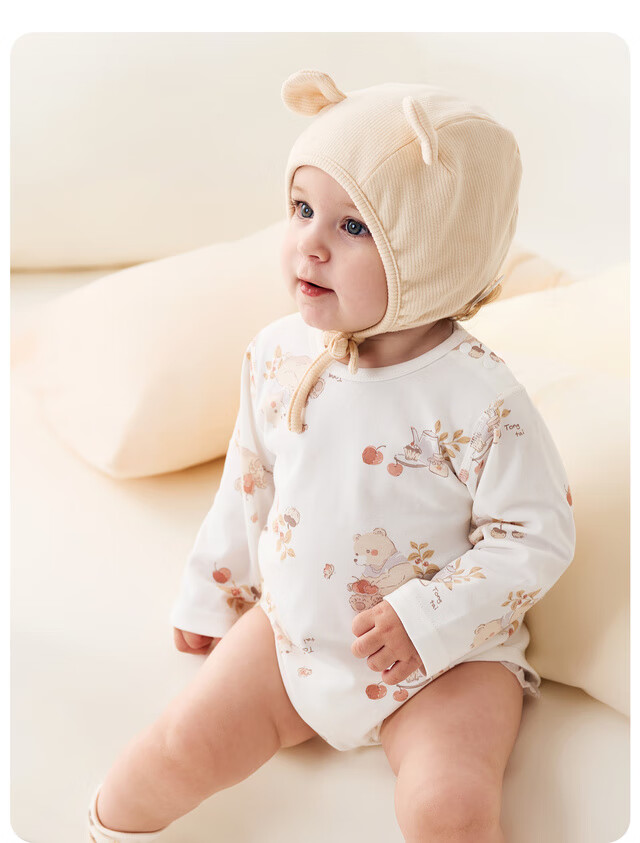 TONGTAI Baby Romper, Spring And Autumn Pure Cotton Infant Onesie, Newborn Clothes, Bodysuit, Sleepwear, Blue, 59cm 4