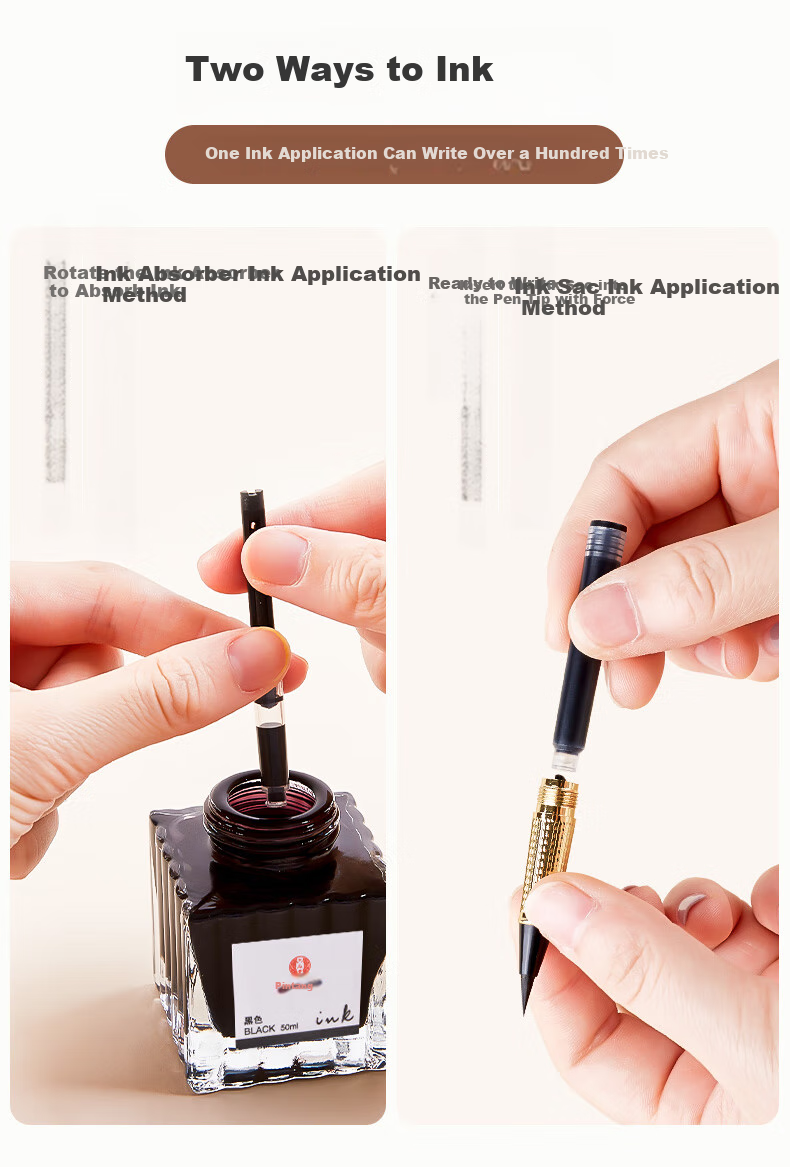 Liupintang Fountain Pen-Style Brush Pen for Calligraphy Practice, Small Regular Script, Refillable Ink, for Adults And Beginners, Portable Soft-Tip Wolf Hair Brush Pen for Copying Buddhist Sutras [16 Free Ink Cartridges Included] 10