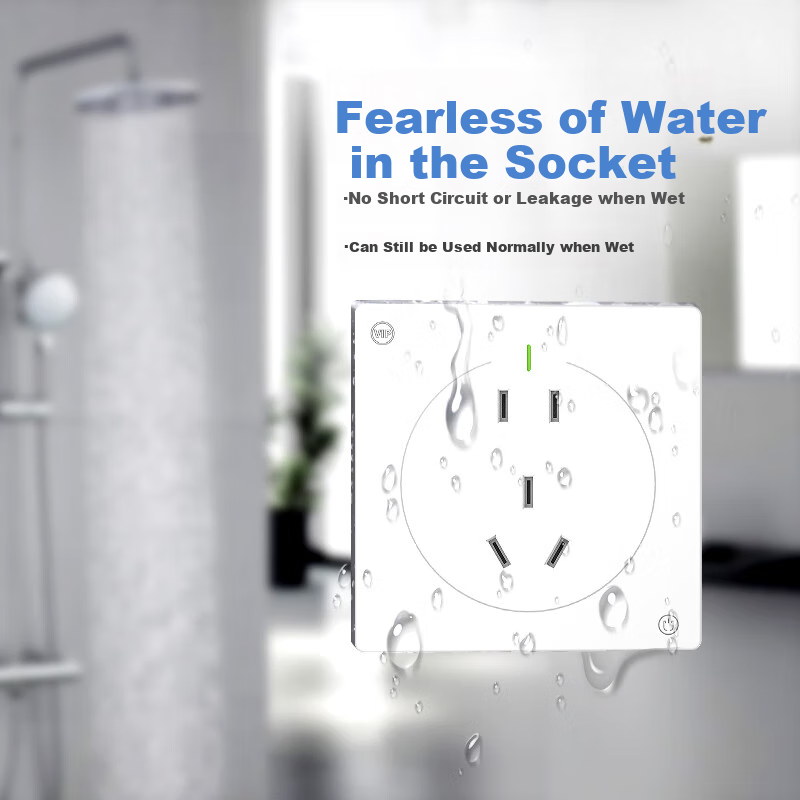 Juedian Waterproof Socket Panel, 86-Type Surface Or Concealed Mounting, 10A Five-Hole Socket, Water And Steam Resistant, IP54/55 Dual Certification, Panda White