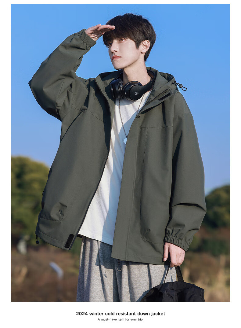 MMOPTOP Black Knight Jacket for Men, Spring And Autumn Style, Outdoor Windproof And Waterproof Mountaineering Jacket, Army Green XL 10