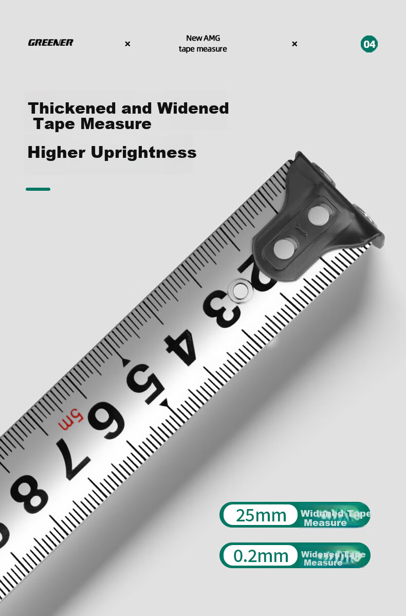 GREENER Steel Tape Measure, Household Use, Wear-Resistant, Drop-Resistant, High-Precision Self-Locking Ruler, 7.5 Meters * 25mm 3