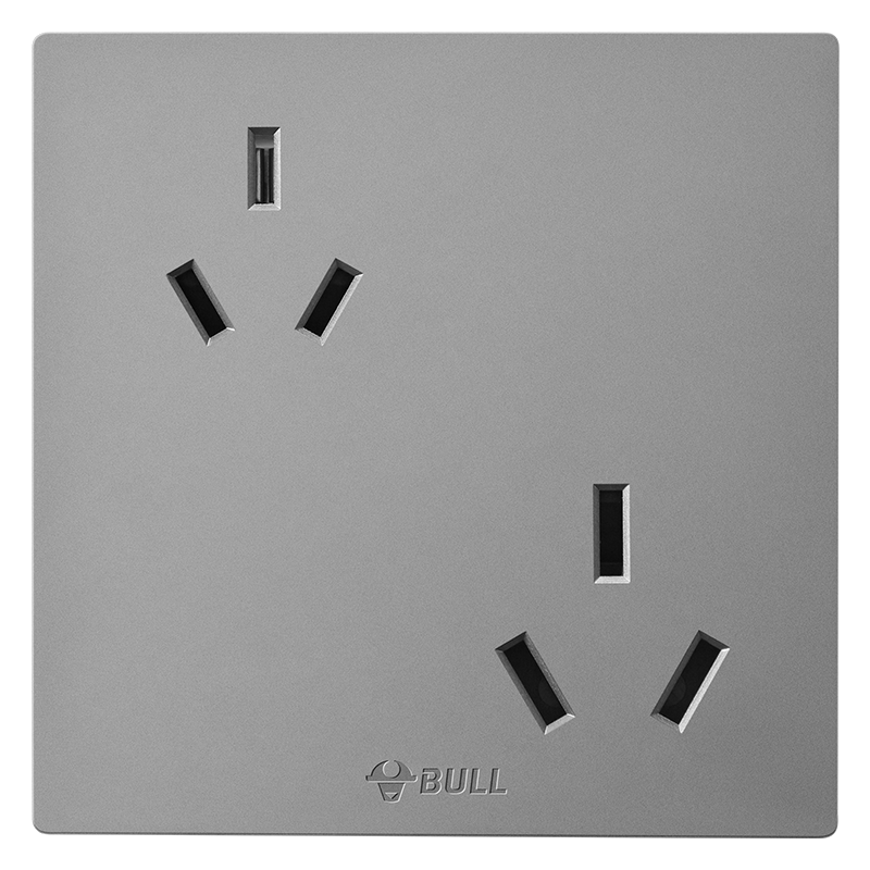 BULL Switch Socket G12 Series Six-Hole 10A+16A Socket 86 Type Panel G12Z234 Starry Gray