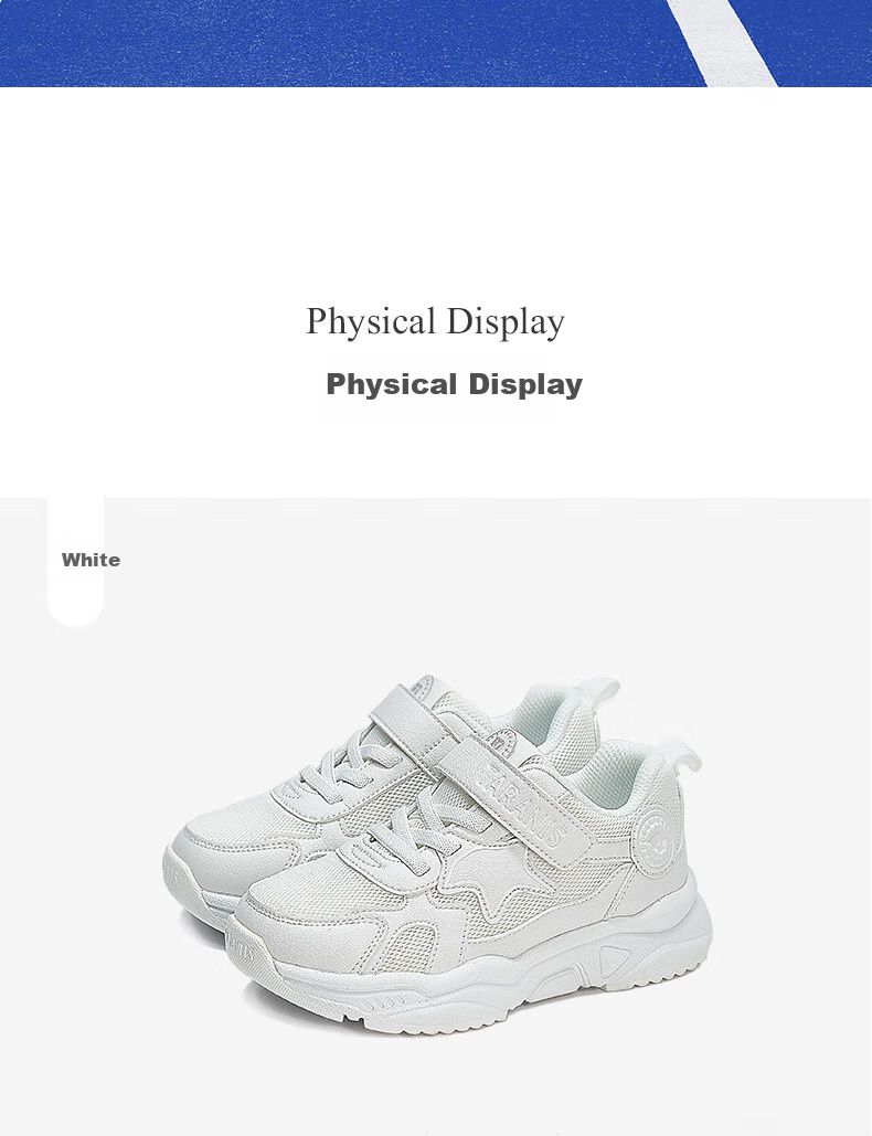 TARANIS Spring White Children's Sneakers for Boys And Girls, Versatile Lightweight Running Shoes for Older Kids, White, Size 26 12