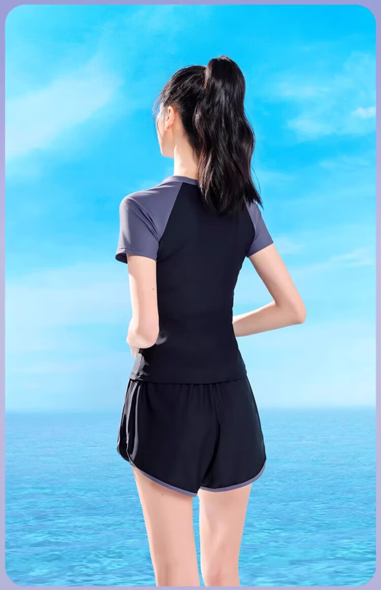 Xtep Women's Slimming Conservative Two-Piece Swimsuit, Small Chest Push-Up Sports Training Square Leg Vacation Versatile Swimwear 22