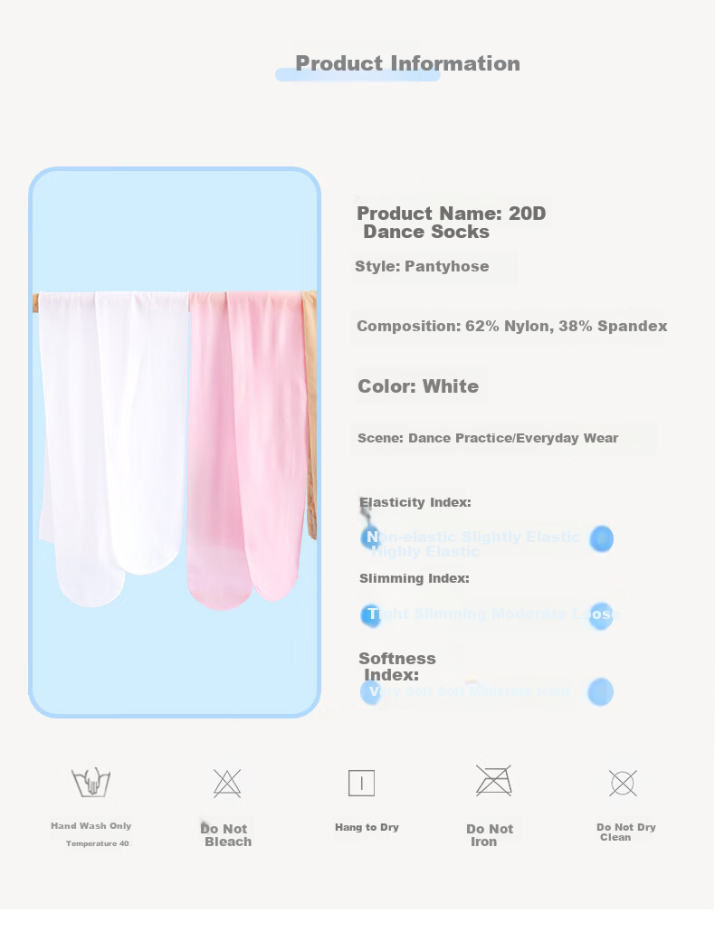 Aiwuge Children's Socks, Summer Ultra-Thin Dance Tights, Girls' Leggings, Anti-Pilling White Stockings, Size S 2