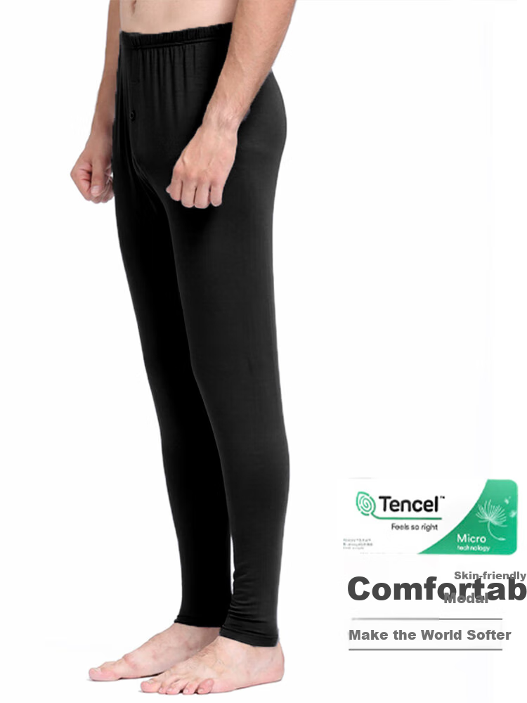 CHERISH LIFE Men's Autumn Long Johns, Single Piece Modal Thin Base Layer Thermal Pants, Lanjing Modal 10