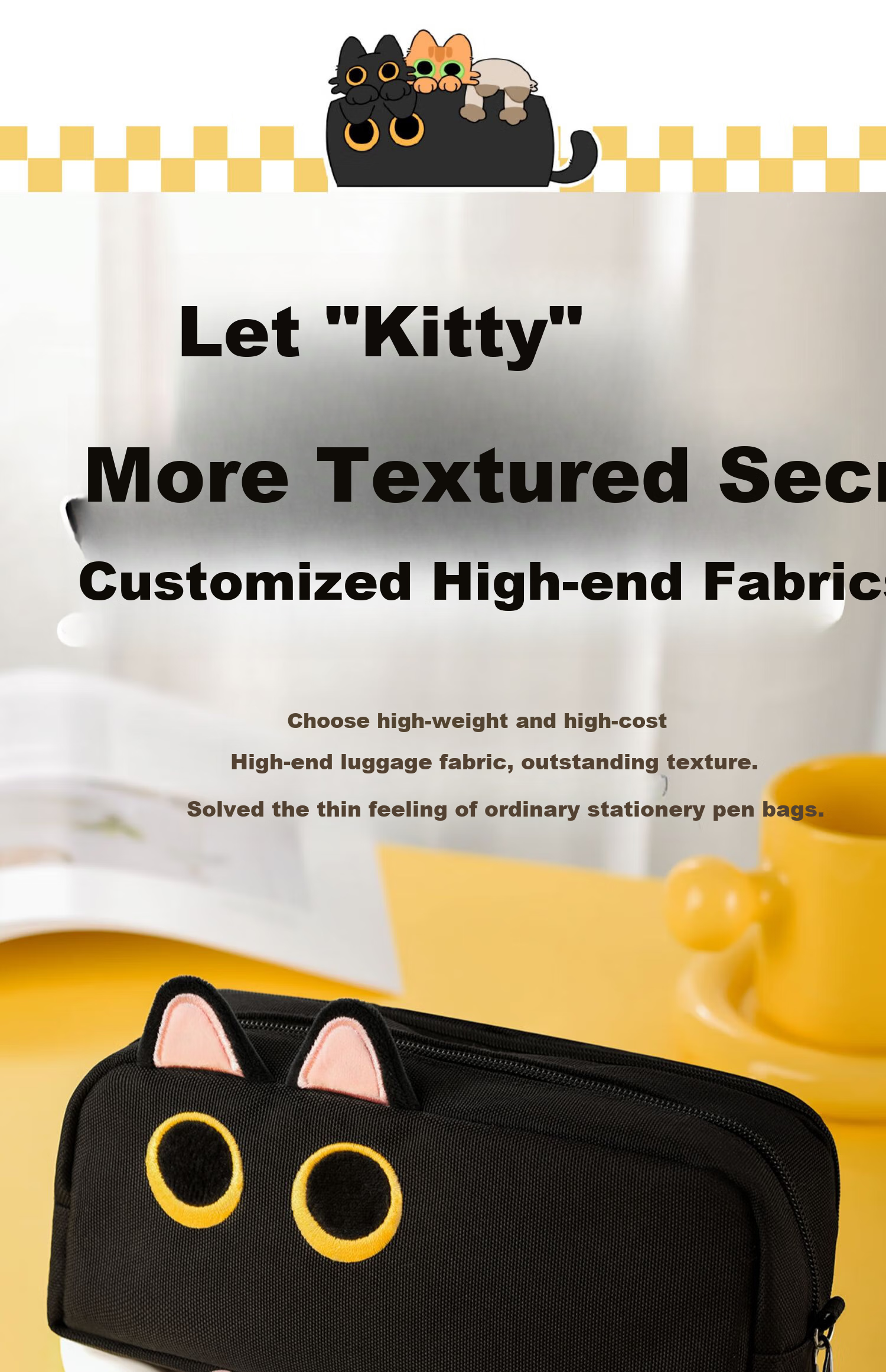 Hongdian Large Capacity Pencil Case for Middle School Girls, Stationery Pencil Box for Boys, New Style Stationery Pencil Case for College Students, Black Cat Plush Pencil Bag, Mysterious Black Cat, Back-To Season, Student Party 8