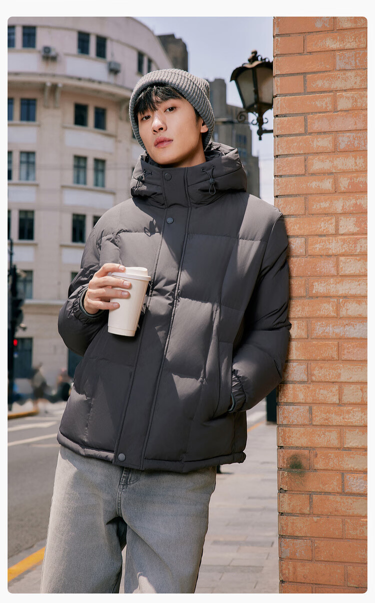 SNOWFLYING 2025 Autumn New Men's Short Hooded Down Jacket Business Casual Fashion Thick Warm Cold-Resistant 3