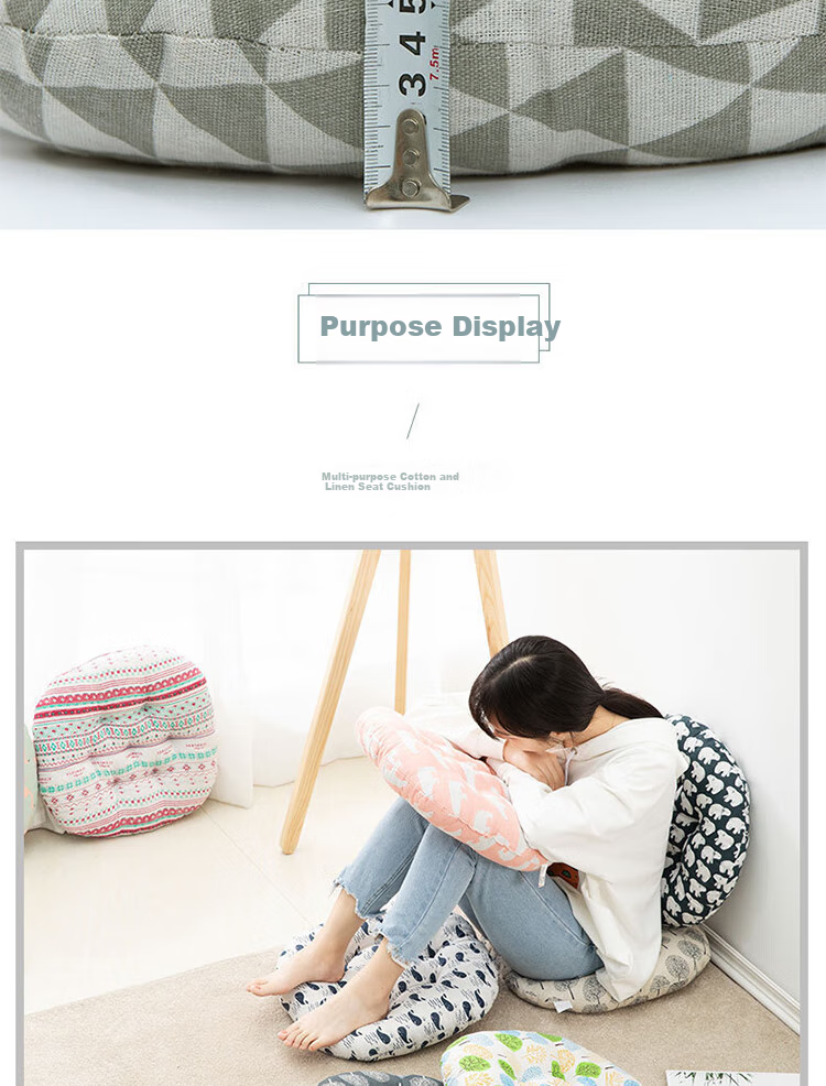 Gongxun Cotton And Linen Breathable Seat Cushion for All Seasons, Tatami Office Chair Pad, Thickened Cushion for Long Sitting, Student Butt Pad 4