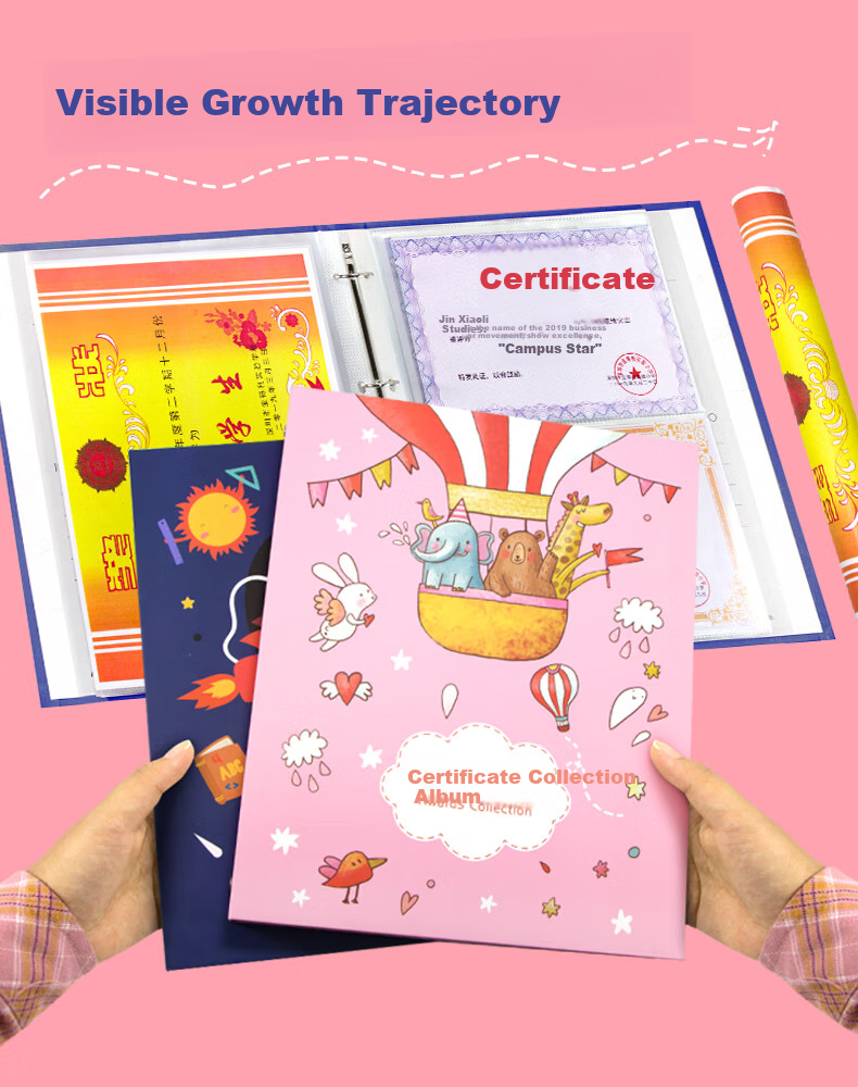 Jindeli Elementary School Student Certificate Collection Album, A4 Honor Certificate Storage Book, Children's Picture Work Preservation Loose-Leaf, Middle And High School Graduation Souvenir Album, Birthday Gift Photo Album, Blue CB2014 2