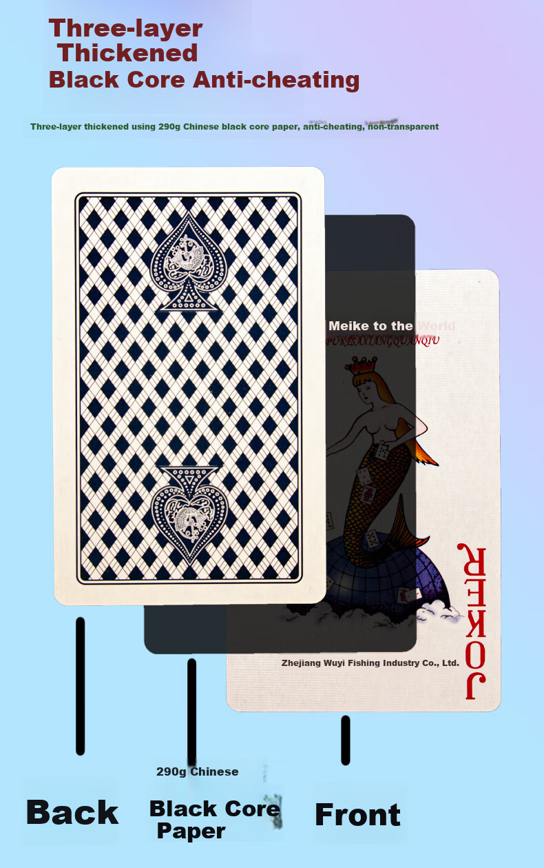 Diaoyu Guandan Special Playing Cards with Black Core, Thickened Anti-Peeping Guandan Entertainment Durable Tabletop Card Game, 20 Decks Blue NO.98 4