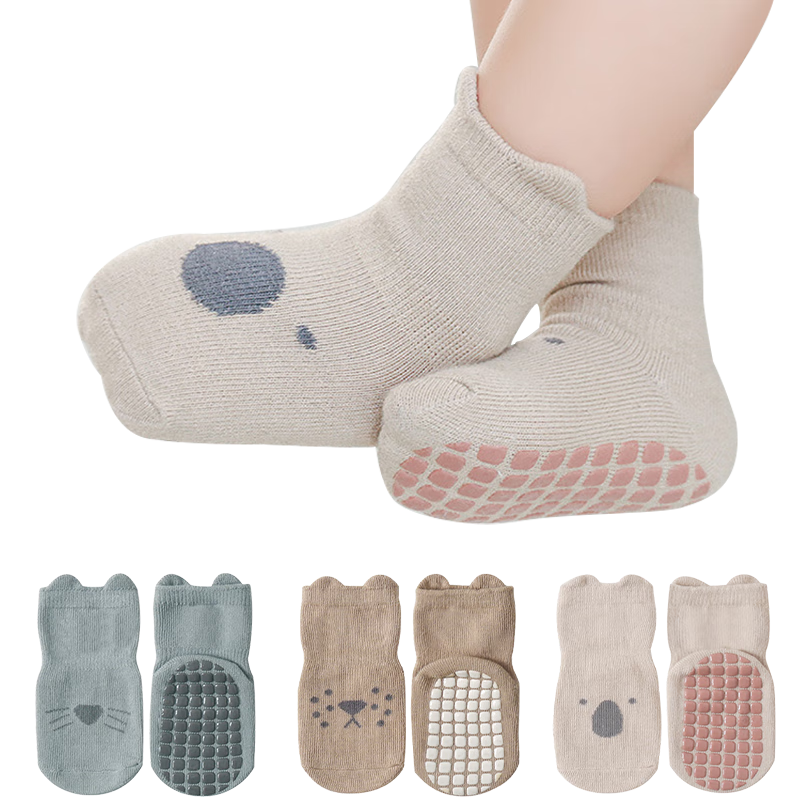 Aibaoshi Baby Socks for Spring And Autumn, Toddler Walking Floor Socks, Non-Slip Insulated Foot Covers, Children's Early Education Socks, 3 Pairs Pack, Size L, S242