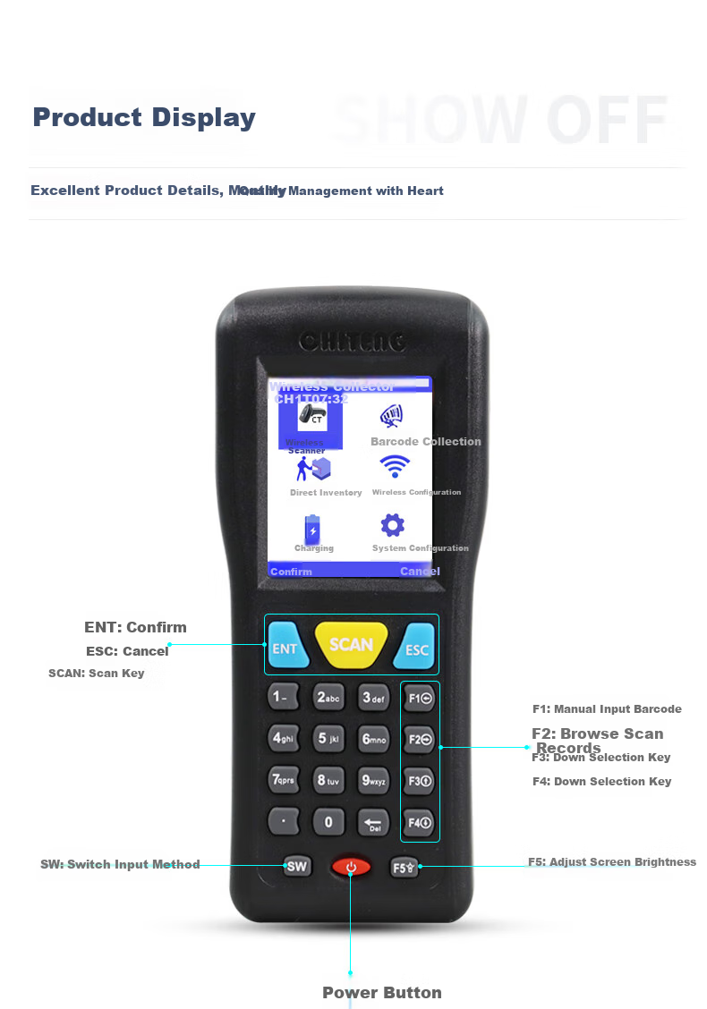 Chiteng Wireless One-Dimensional Laser Inventory Scanner, PDA Handheld Terminal ERP Barcode Data Collector, Warehouse Scanning Gun CT1030(1D) 10