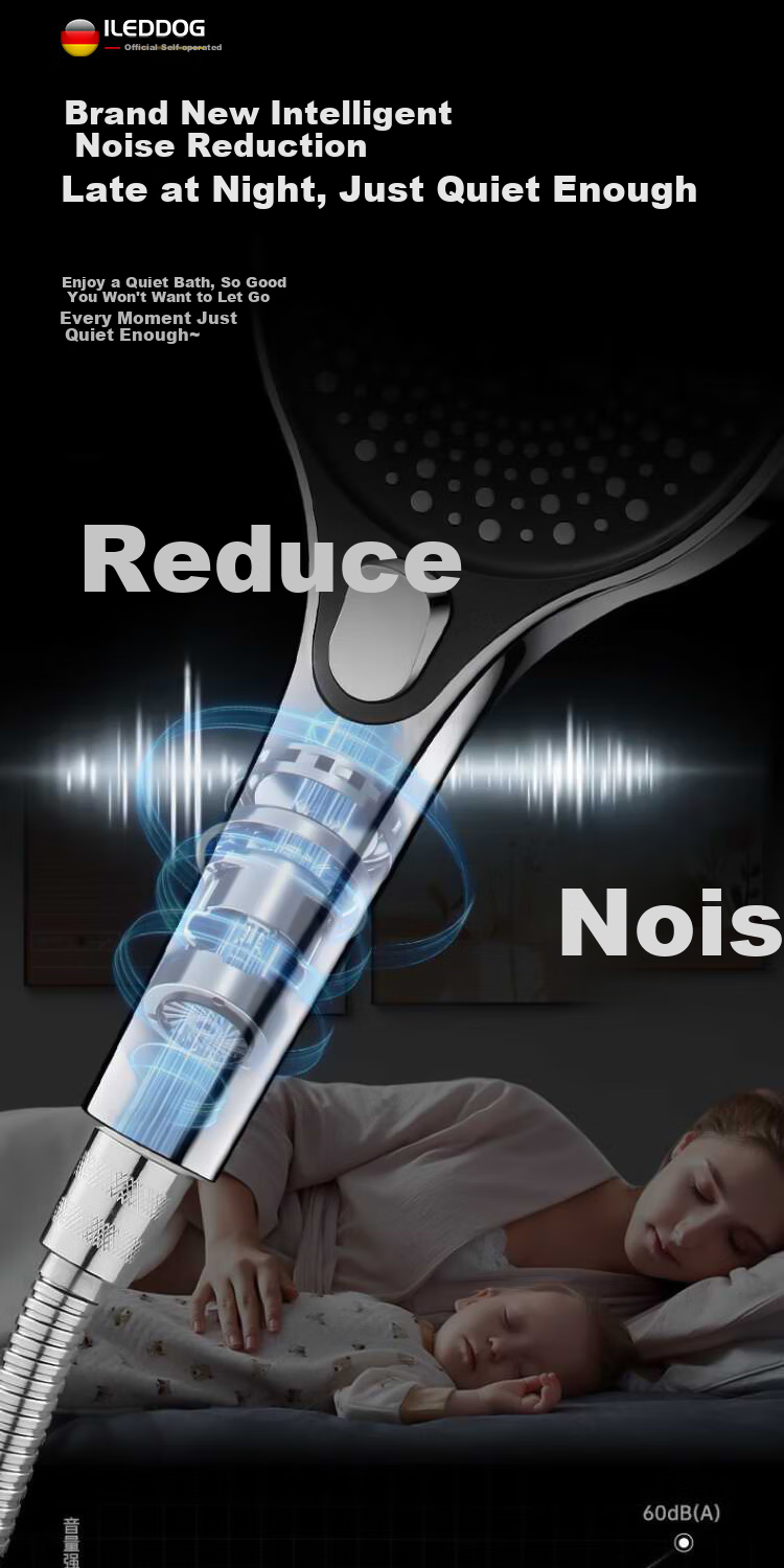 ILeddog [Germany], Pressurized Shower Head, Bathroom Bathing, Multifunctional Handheld Shower Head Set, HL-005 14