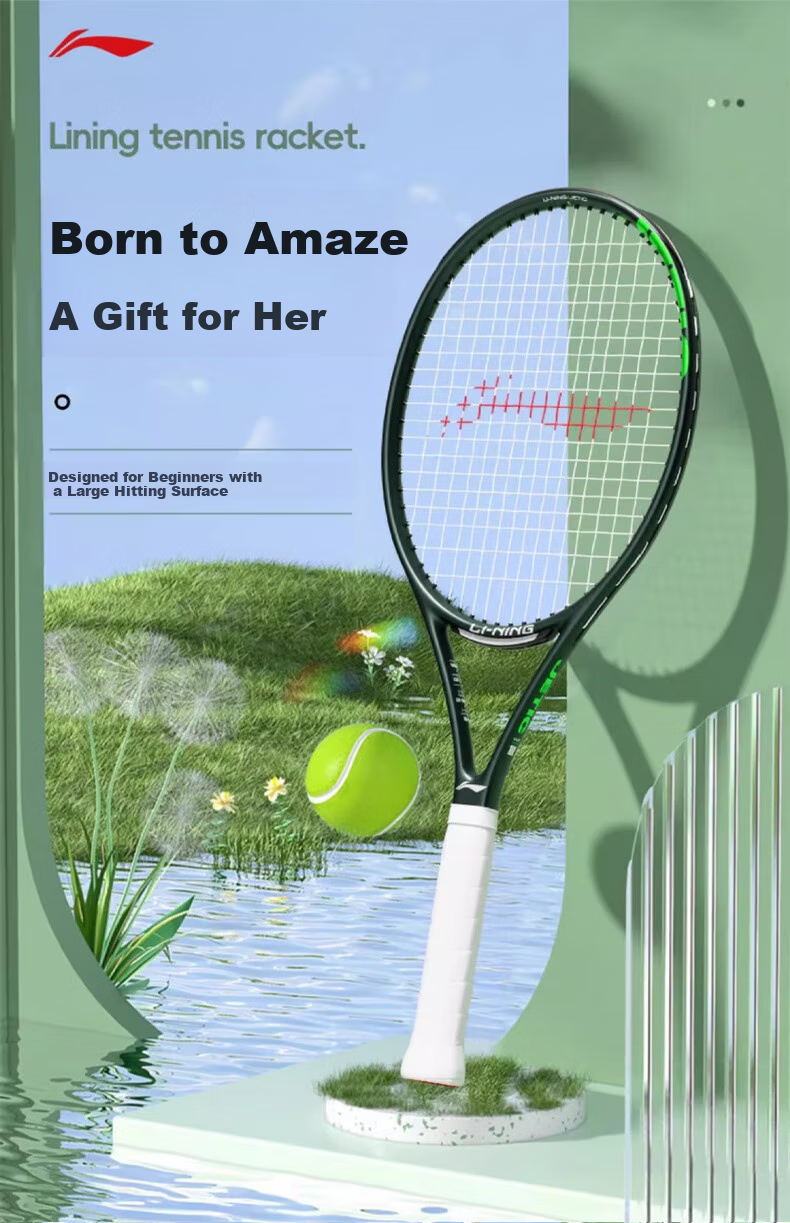 Li-Ning Tennis Racket JETIC 100 CLS Carbon Composite Ultra-Light Beginner Entry-Level Racket AWPV011 Deep Dark Gree 1