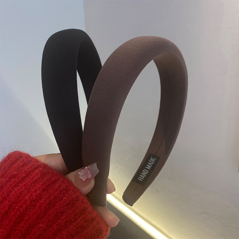 Dongyi Premium Simple Versatile High Crown Brown Wide Headband Slim Face Sponge Press Hair Black Hairband for Women 5