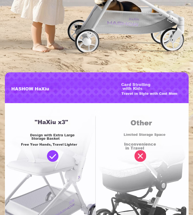 HaXiu X3pro Explorer Baby Pocket Stroller Foldable Lightweight Convertible Toddler Pram 38