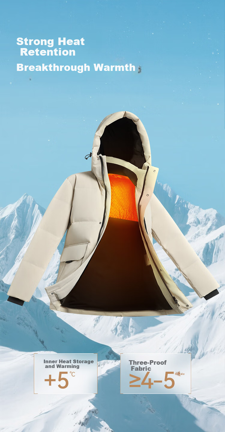 JD Original [New Product Launch] Goose down Jacket for Men And Women, Ultra-Cold Imported 95% White Goose down Long Coat, Oatmeal Color, XL Size 9