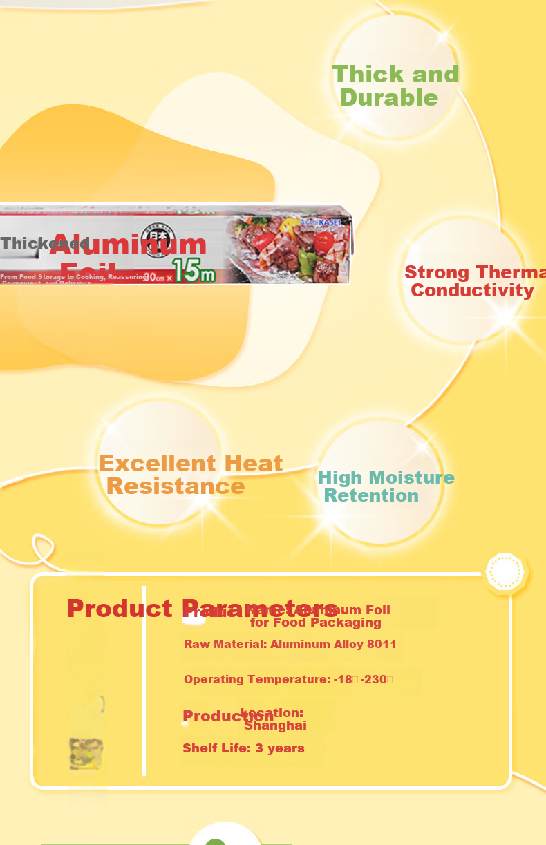 Xubaoxian Japanese Brand Thickened Aluminum Foil, 30cm*15m Tin Foil, for Air Fryer, Baking, Barbecue, Oven, Baking Tray, Egg Tart Tray 1