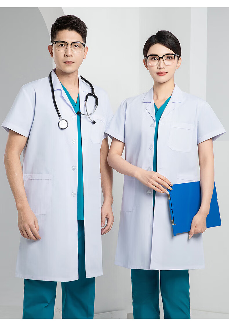 BOLOLANZHI Long Sleeve White Lab Coat Four Seasons Spring Summer Doctor Workwear Breathable Sweat-Absorbing Hospital Dentist Lab Uniform Factory Work Clothes 4