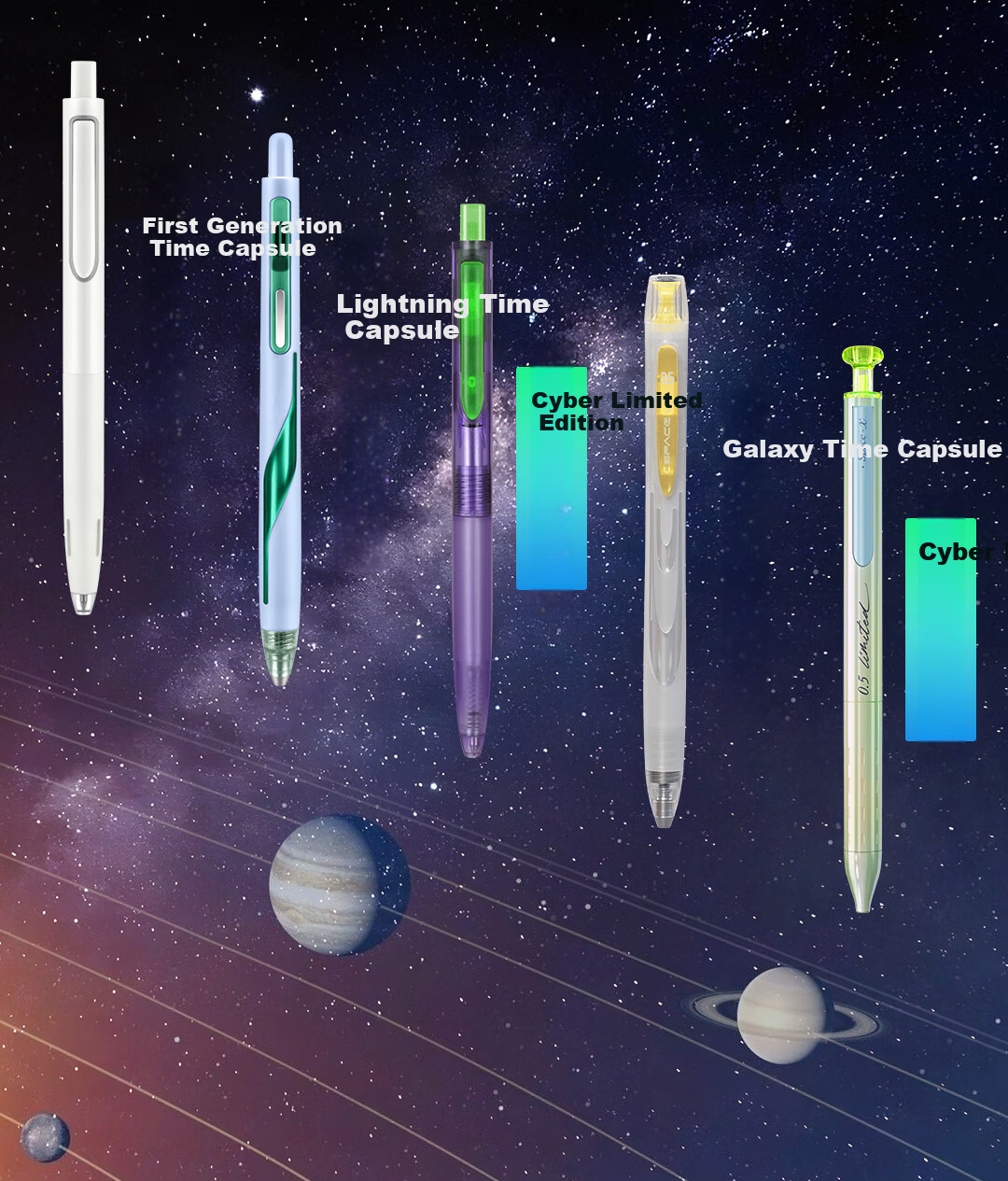 Dianshi Pen Set [National Day Gift], Space Capsule Rocket 5th Anniversary Limited Edition Pen Holder, Aesthetically Pleasing Stationery Set Gift Box, Student Birthday Present, 361E-B Nebula Purple 3